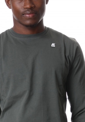 KWAY Tshirt uomo verde militare Elmer girocollo maniche lunghe