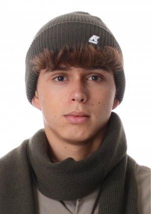 KWAY Berretto uomo verde militare Brice cardigan stitch
