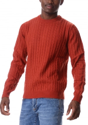 SUN68 Maglia uomo ruggine girocollo trecce