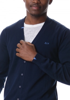 SUN68 Cardigan uomo blu scuro bottoni logo