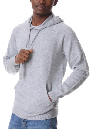 SUN68 Maglia uomo grigio medio con cappuccio