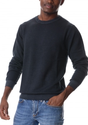 SUN68 Maglia uomo nera girocollo chicco di riso
