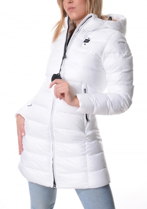 BLAUER Piumino donna bianco lungo Adelaide micro rip