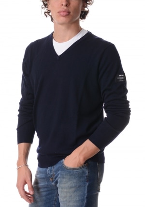 ECOALF Maglia uomo blu Ferro collo a V