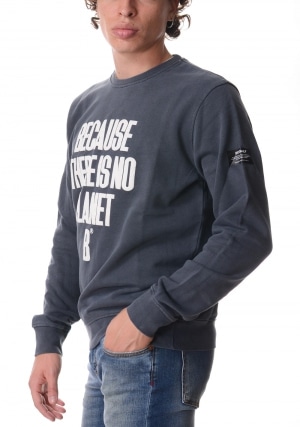 ECOALF Felpa uomo blu Barder girocollo stampa