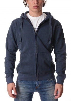 ECOALF Felpa uomo blu Nerea zip intera con cappuccio