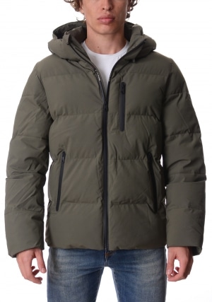 ECOALF Giubbotto uomo verde militare Bazon con cappuccio