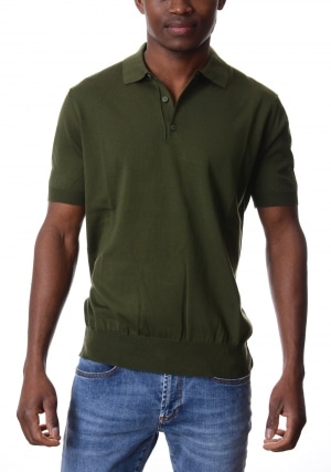 KWAY Polo uomo verde Pleyne in maglina di cotone maniche corte