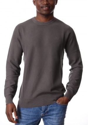 SUN68 Maglia uomo antracite girocollo nido d'ape
