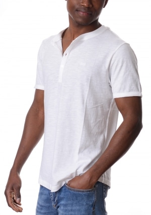 SUN68 Tshirt uomo panna Henley serafino maniche corte