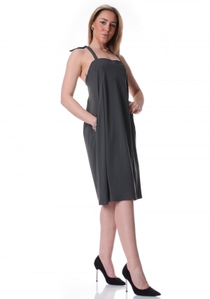 RRD Abito donna verde Oxford spalline a fiocco