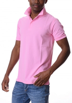 SUN68 Polo uomo rosa tinta a freddo maniche corte