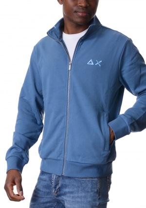 SUN68 Felpa uomo avio zip intera logo contrasto
