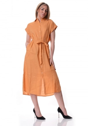 ECOALF Abito lungo donna arancio Amatista maniche corte