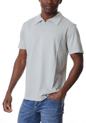 ECOALF Polo uomo grigio chiaro Enzo jersey senza bottoni