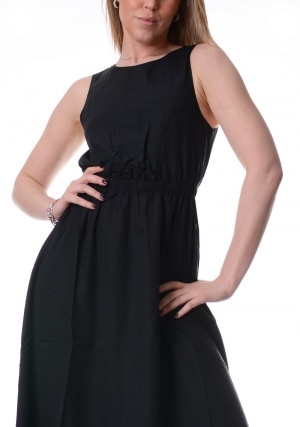 ECOALF Abito lungo donna nero Karl smanicato