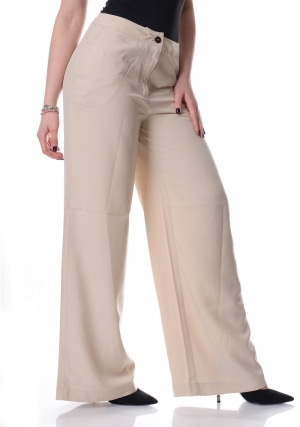ECOALF Pantalone donna panna Sabine in lino tasche francesi