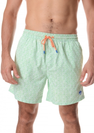 NORTH SAILS Costume boxer uomo verde chiaro stampa grafica quadri