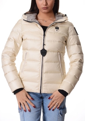 BLAUER piumino donna crema charme sfiancato con cappuccio
