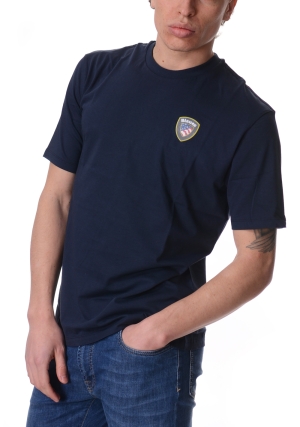 BLAUER tshirt uomo blu scuro faxon logo gommato maniche corte