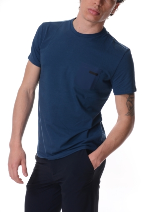 RRD tshirt uomo blu chiaro revo con taschino maniche corte