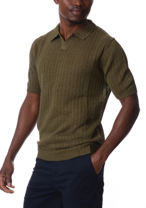 ATPCO polo uomo verde gabi in maglina di cotone senza bottoni maniche corte