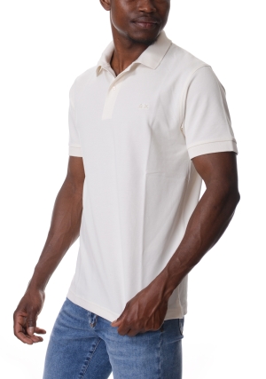 SUN68 polo uomo bianca in piquet di cotone maniche corte