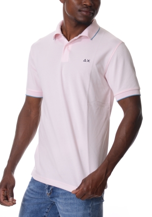 SUN68 polo uomo rosa con dettagli a contrasto maniche corte