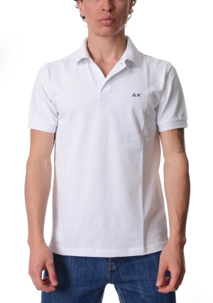 SUN68 polo uomo bianca con stampa paisley maniche corte