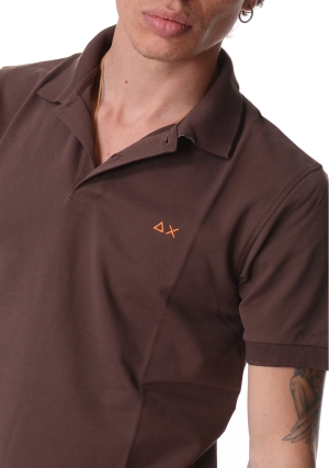 SUN68 polo uomo marrone con stampa paisley maniche corte