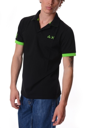 SUN68 polo uomo nera maxi logo maniche corte