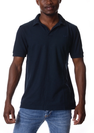 SUN68 polo uomo blu scuro con ricamo sul petto maniche corte