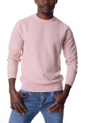 SUN68 maglia uomo rosa girocollo trattamento vintage washed