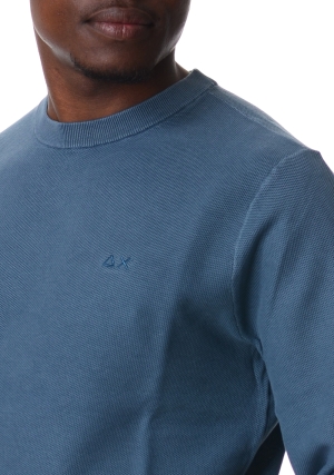SUN68 maglia uomo avio girocollo trattamento vintage washed
