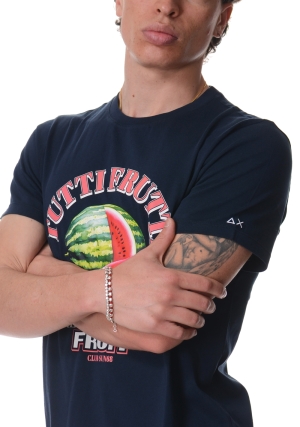 SUN68 tshirt uomo blu scuro stampa anguria maniche corte