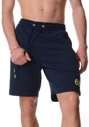 SUN68 bermuda uomo blu scuro in felpa di cotone coulisse in vita