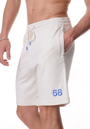 SUN68 bermuda uomo bianco in felpa di cotone coulisse in vita