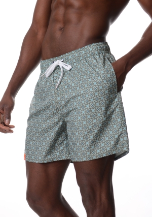 SUN68 costume boxer uomo verde fantasia maioliche vita elastica