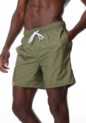 SUN68 costume boxer uomo verde ricami ballerina hula vita elastica