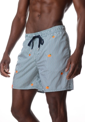 SUN68 costume boxer uomo verde a righe con ricami vita elastica