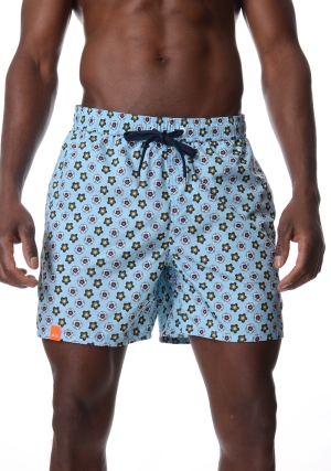 SUN68 costume boxer uomo celeste stampa geometrica vita elastica
