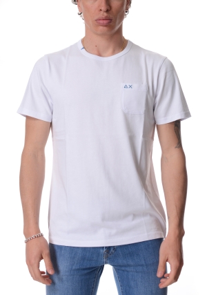 SUN68 tshirt uomo bianca in jersey con taschino maniche corte