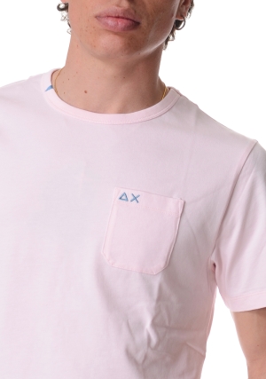 SUN68 tshirt uomo rosa in jersey con taschino maniche corte