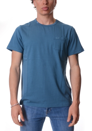 SUN68 tshirt uomo avio in jersey con taschino maniche corte