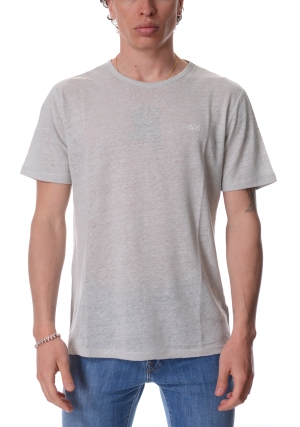 SUN68 tshirt uomo grigio chiaro in jersey di lino maniche corte