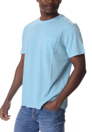 ECOALF tshirt uomo celeste alma con taschino maniche corte