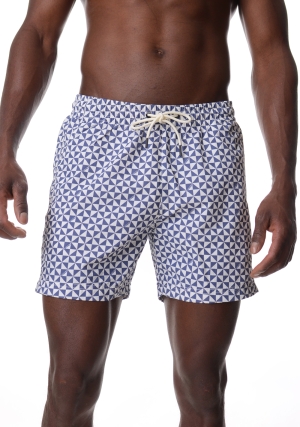 ECOALF costume boxer uomo blu stampa geometrica bequia vita elastica