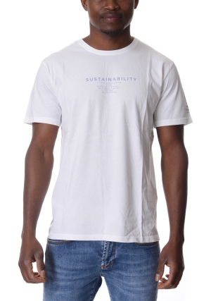 ECOALF tshirt uomo bianca puhi serigrafia con effetto consumato maniche corte