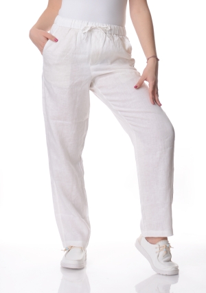 ECOALF pantalone donna bianco indi elastico regolabile in vita