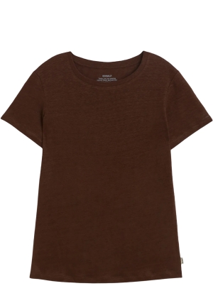 ECOALF tshirt donna marrone lane in lino maniche corte